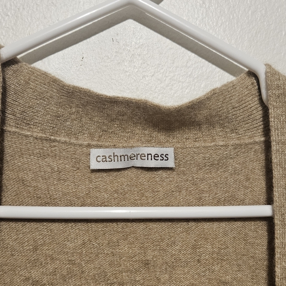 Cashmereness Tan 100% Cashemere Women's Open Cardigan Sweater Sz M/L Free Style - Picture 3 of 6